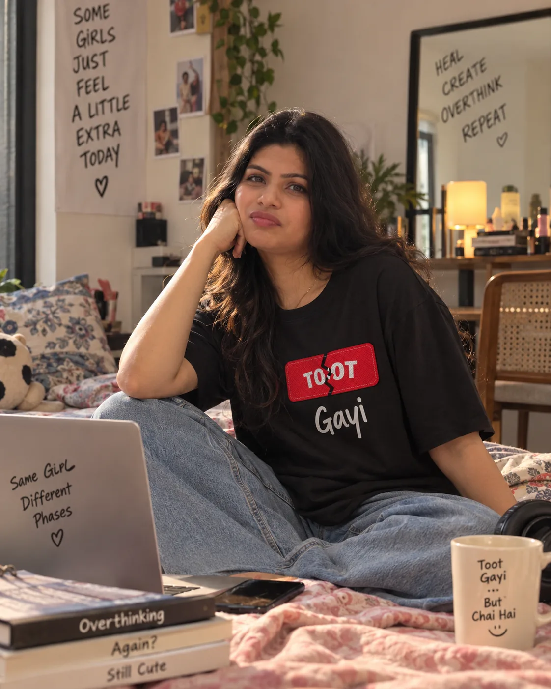 Velcrozed women’s Toot Gayi tee, shot at home